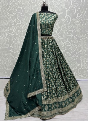 Pleasing Teal Sequins Designer Lehenga Choli