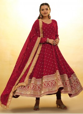 Precious Georgette Red Designer Salwar Suit