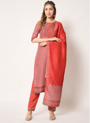 Precious Red Straight Salwar Kameez