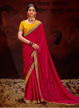 Precious Vichitra Silk Ceremonial Contemporary Saree