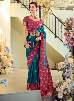 Preferable Morpeach  Silk Traditional Saree