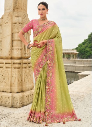 Preferable Silk Embroidered Classic Saree