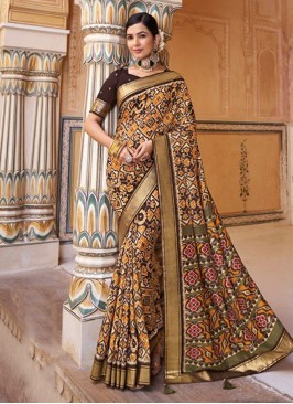Prepossessing Patola Silk  Multi Colour Patola Print Trendy Saree