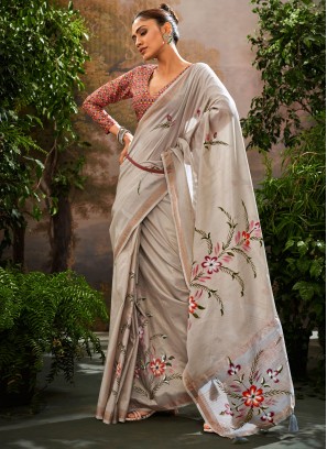 Pretty Print Ceremonial Contemporary Saree