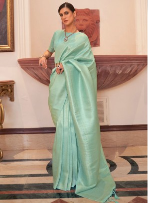 Pretty Silk Weaving Sea Green Designer Saree