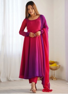 Prime Multi Colour Plain Readymade Anarkali Salwar