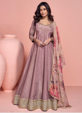 Princely Shimmer Purple Long Length Anarkali Salwar Suit