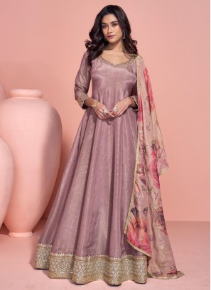 Princely Shimmer Purple Long Length Anarkali Salwar Suit