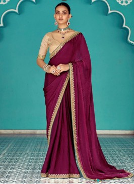 Princely Wine Zari Crush Contemporary Saree