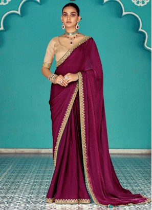 Princely Wine Zari Crush Contemporary Saree