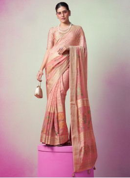 Printed Georgette Designer Saree in Pink