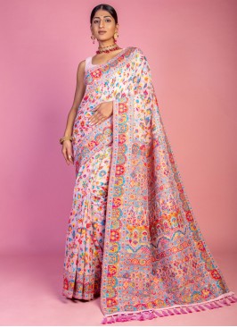 Prodigious Pink Weaving Pashmina Classic Saree