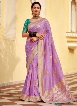 pure-dola Contemporary Saree in Lavender