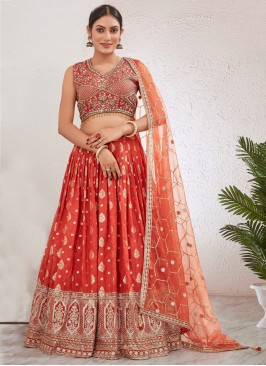 pure-dola Jacquard Work Salmon Readymade Lehenga Choli