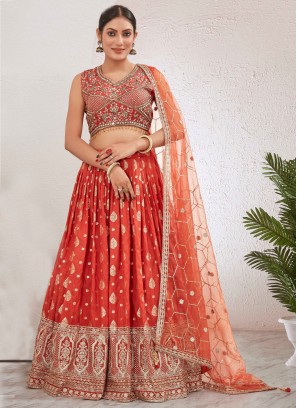 pure-dola Jacquard Work Salmon Readymade Lehenga Choli