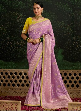 pure-dola Purple Classic Saree