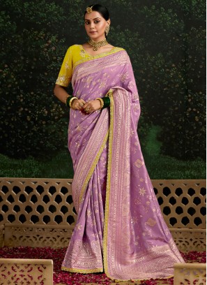 pure-dola Purple Classic Saree