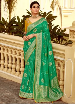 pure-dola Turquoise Designer Saree