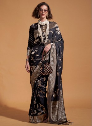 Pure Georgette Designer Saree in Black