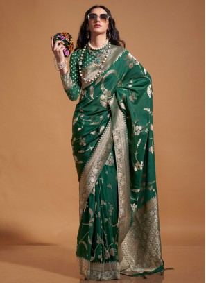 Pure Georgette Green Classic Saree