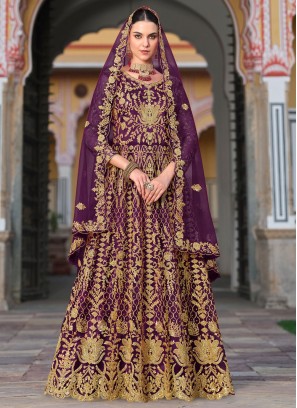 Purple Ceremonial Anarkali Salwar Suit