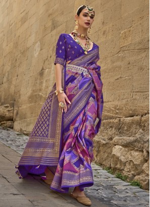 Purple Color Contemporary Saree