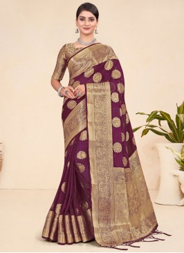 Purple Color Trendy Saree