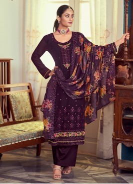 Purple Embroidered Festival Trendy Salwar Kameez