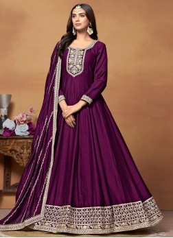 Purple Embroidered Trendy Salwar Kameez
