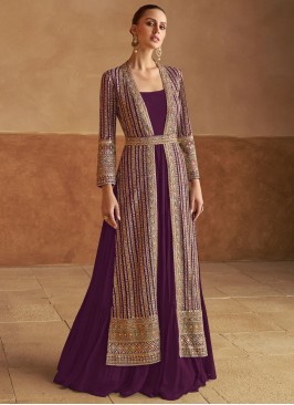 Purple Georgette Engagement Trendy Gown