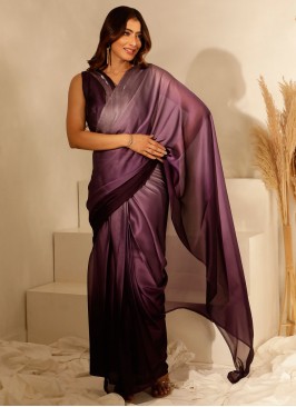 Purple Imported Plain Classic Saree