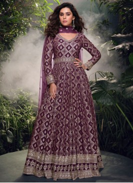 Purple Jacquard Trendy Gown