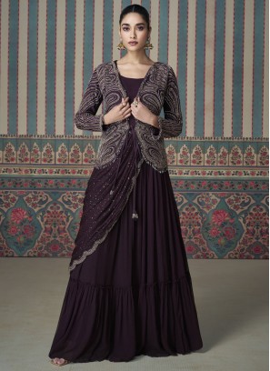 Purple Mehndi Designer Gown