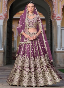 Purple Net Wedding Designer Lehenga Choli