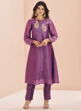 Purple Organza Casual Kurti