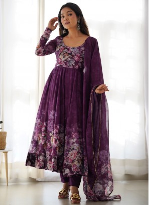 Purple Organza Party Anarkali Salwar Kameez