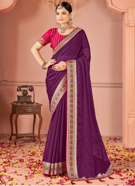 Purple Rangoli Border Traditional Designer Saree