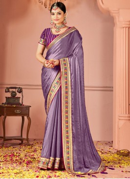 Purple Rangoli Ceremonial Trendy Saree