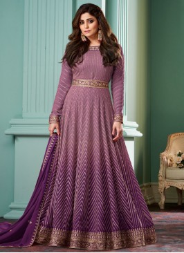 Purple Sequins Festival Readymade Gown