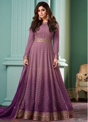 Purple Sequins Festival Readymade Gown