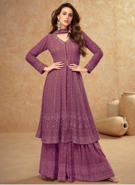 Purple Sequins Mehndi Readymade Salwar Kameez