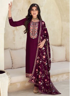 Purple Silk Engagement Trendy Salwar Suit