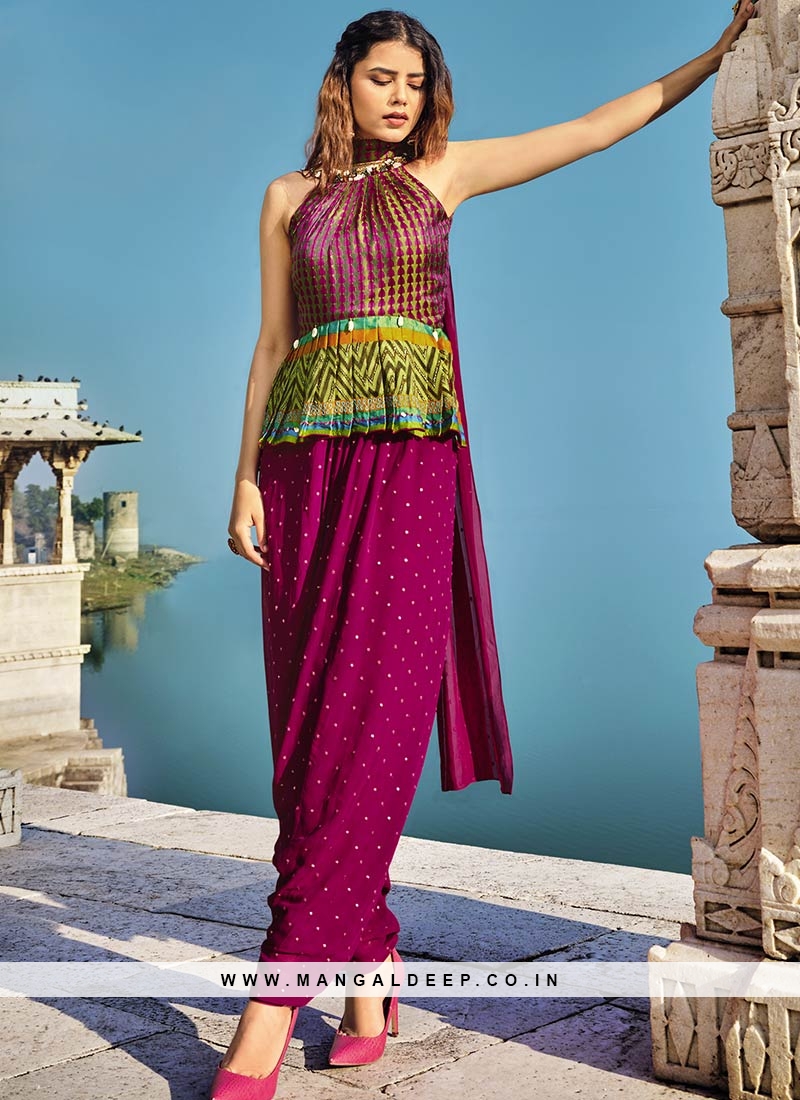Buy MESMORA Fashion Destination Purple Dhoti Pants And Pink Strip Top Set  Online at Best Prices in India - JioMart.
