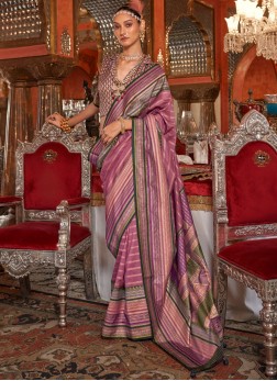 Purple Weaving Silk Traditional Saree