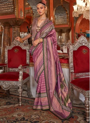 Purple Weaving Silk Traditional Saree