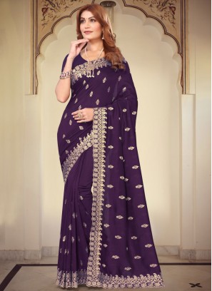 Purple Zari Designer Saree