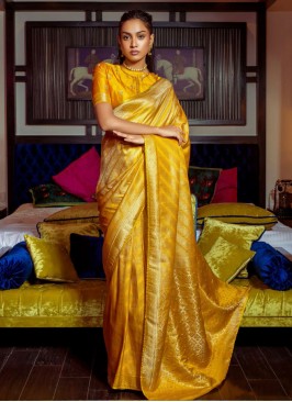 Radiant Embroidered Satin Contemporary Saree