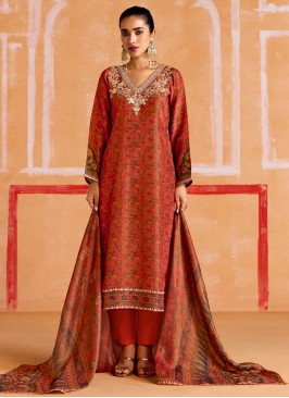 Radiant Muslin Rust Zari Pant Style Suit