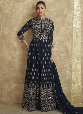 Radiant Navy Blue Embroidered Designer Salwar Kameez