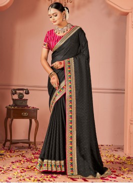 Rangoli Embroidered Trendy Saree in Black